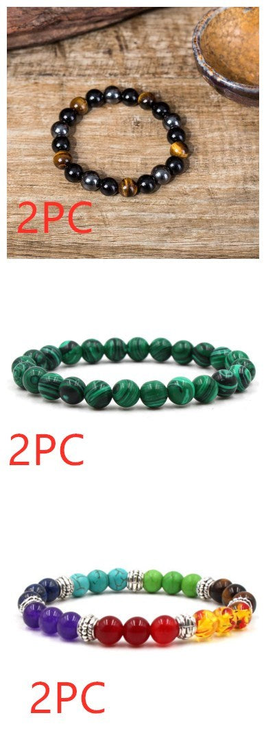 Classic Black Matte Green Malachite Bracelets Jewelry Jewelry dealsniper-net 6PC SET