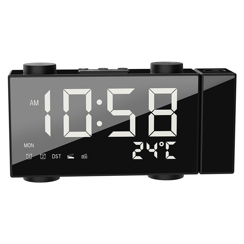 FM Radio Projection Alarm Clock With Digital Display Home Decor DealSniper.net white