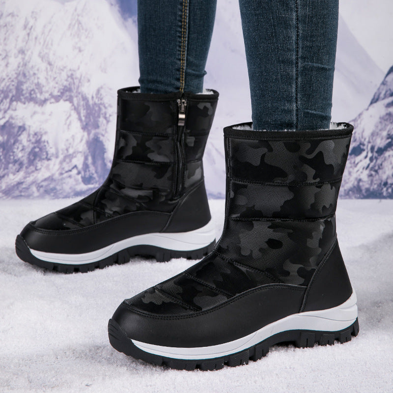 Winter Snow Boots For Women Outdoor Thickened High-top Plus Velvet Shoes Fashion Platform Ankle Boots Keep Warm Plush Shoes Women DealSniper.net