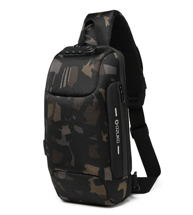 Multifunctional Shoulder Bag Anti-Theft Waterproof Chest Bag USB Men DealSniper.net Camouflage