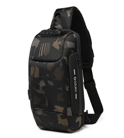 Multifunctional Shoulder Bag Anti-Theft Waterproof Chest Bag USB Men DealSniper.net Camouflage