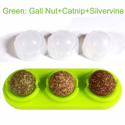 3pcs/lot Self-adhesive Rotated Catnip Lick Ball Pets dealsniper-net Green Q3pc