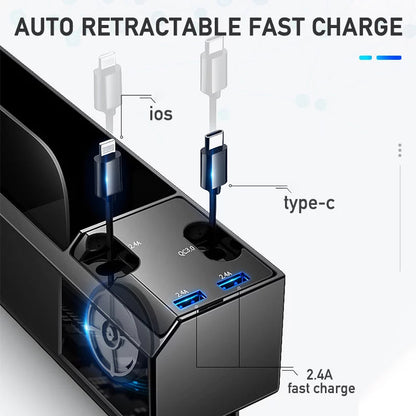 Car Organizer with Charger Cable Car Seat Gap Storage Box with Cable Vehicle Gym From House