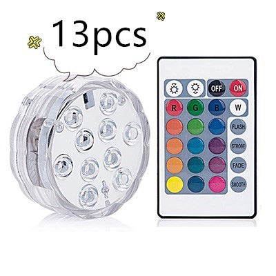 3 LEDs Underwater Light 16 Colors RGB IP68 Waterproof Swimming Pool Home Decor dealsniper-net Q13pcs with controller