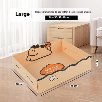 Portable Folding Semi-open Thickened Disposable Litter Box Pets Gym From House Litter Box Large G07 1 Pack