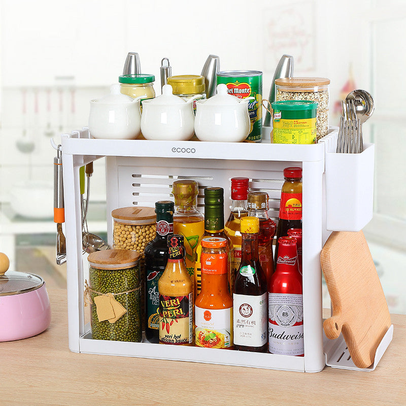 Double-layer kitchen shelf knife rack storage box Kitchen DealSniper.net