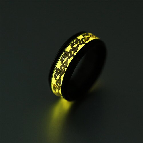 Chinese national dragon pattern blue ring fluorescent ring male Jewelry DealSniper.net Yellow 10