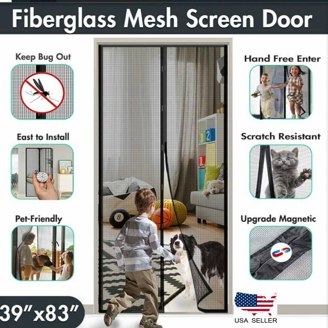 Magnetic Screen Door Retractable Mesh Net Pet Patio