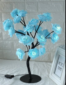 LED Tree Lamp Rose Small Tree Lamp Modeling Lamp Table Lamp Home Decor dealsniper-net Balck blue EU
