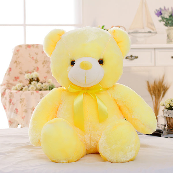 Creative Light Up LED Teddy Bear Stuffed Animals Plush Toy Kids dealsniper-net Yellow 25cm