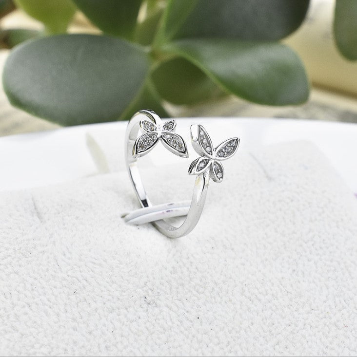 Sterling Silver Adjustable Butterfly Ring Jewelry dealsniper-net