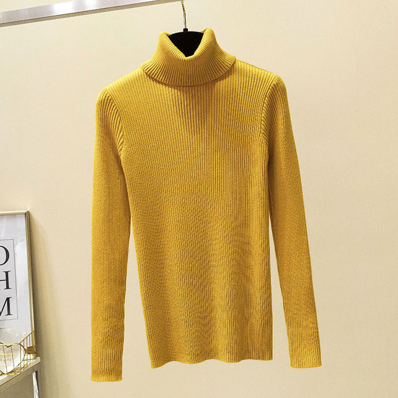 Turtleneck Sweater Women Knit Bottoming Shirt Winter Keep Warm Women dealsniper-net Yellow One size