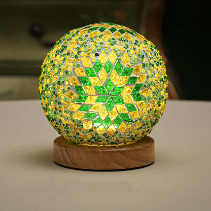 Small Night Light Bohemian Style Rechargeable Table Lamp Home Decor Gym From House Bohemian green USB Gift box remote control heat