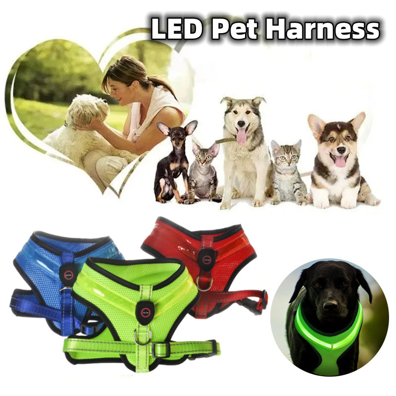 LED Luminous Dog Harness Led USB Charging Dog Chest Vest Pets dealsniper-net