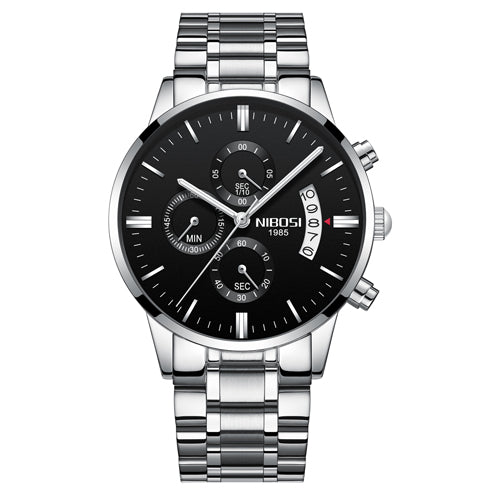 Men Watch Chronograph Sport Mens Watches Top Brand Men DealSniper.net A Silver black