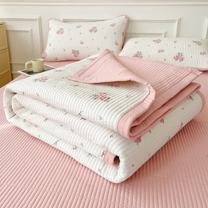 Quilted Bed Cover Three-piece Class A Maternal House dealsniper-net Floral Pink 200x230cm Bedspread