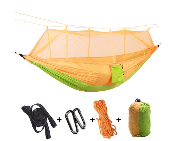 Outdoor Parachute Cloth Hammock Couble with Mosquito Net Light