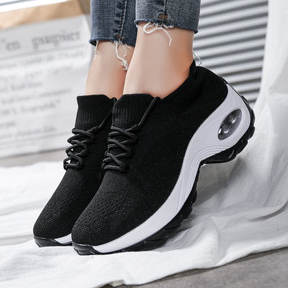 Sports shoes women flying knit socks shoes shaking shoes Women dealsniper-net Black and white 35