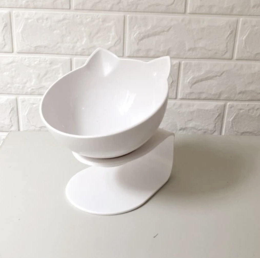 Cat Double Bowl Cat Food Bowl Protects Cervical Vertebra Pets Gym From House Single White 2