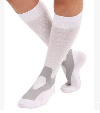 Compressed sports socks running basketball football socks Men dealsniper-net White L XL