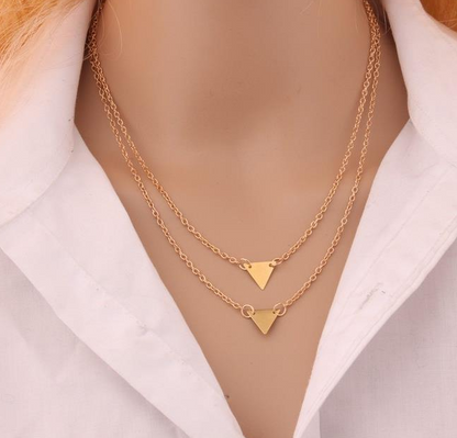 Double-layer Triangle Necklace Multi-layer Clavicle Chain Jewelry dealsniper-net Triangle necklace