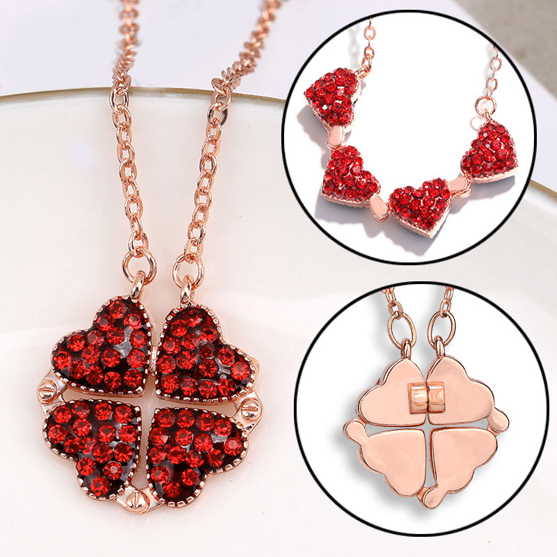 Love Lat Foldable Pendant Rose Gold Full Diamond Red Necklace Jewelry Gym From House Red