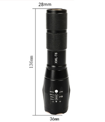 Portable Mini Flashlight LED ZOOM Torch Hunting Flashlight