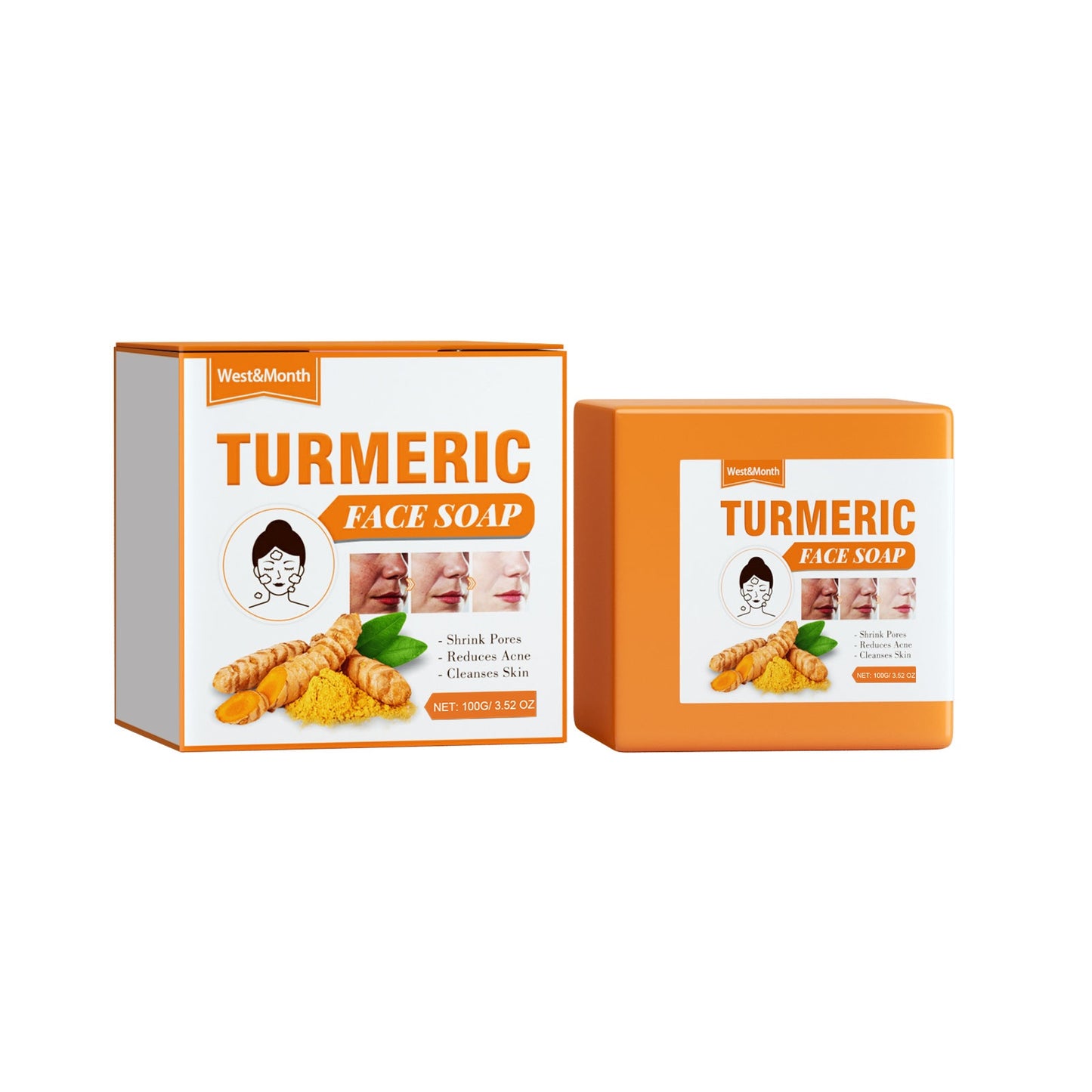 West&Month Turmeric Face Soap Facial Repair Gentle Cleansing Beauty dealsniper-net