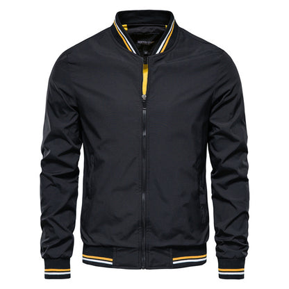 Men's Striped Zip-up Jacket With Pockets Fashion