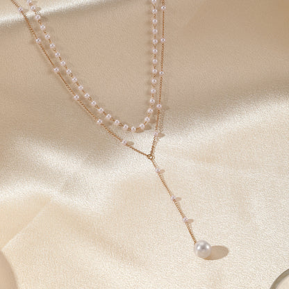 Pearl Double Layer Twin Pearl Necklace Jewelry Gym From House