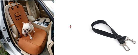 Retro Dual-purpose Pet Car Mat Front Seat Cushion Pets dealsniper-net Brown+70cm Black