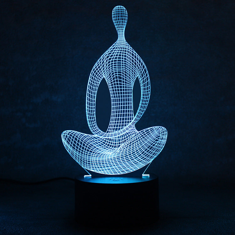 3D 7 Color Changing Yoga LED Meditation Of Acrylic Night Light Home Decor Gym From House
