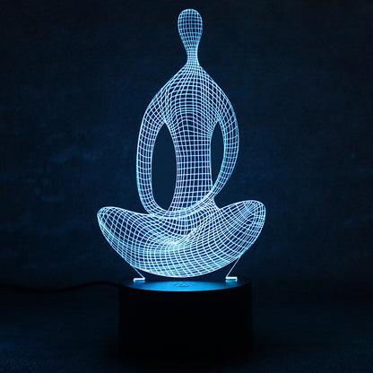 3D 7 Color Changing Yoga LED Meditation Of Acrylic Night Light Home Decor Gym From House