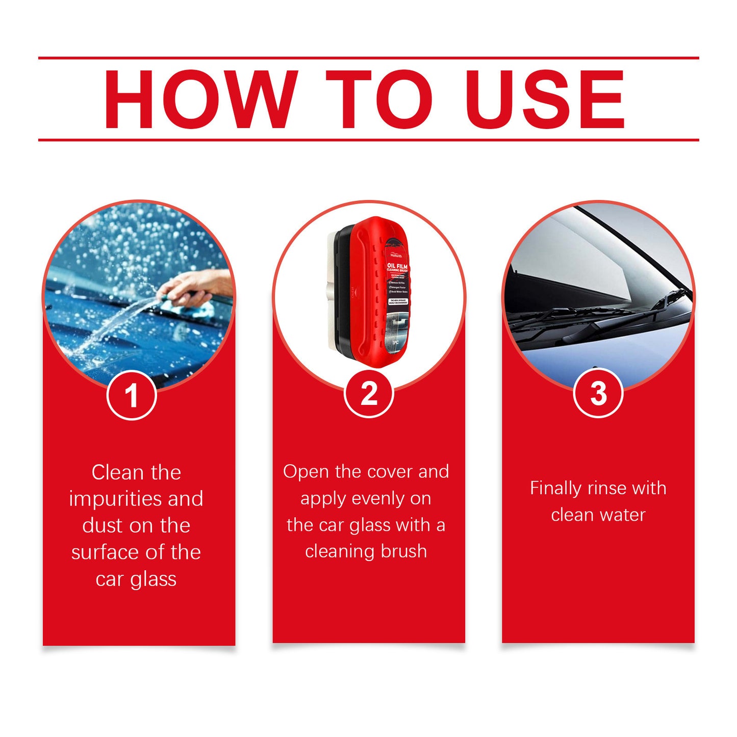 Automotive Oil Film Cleaning Brush, Windshield Cleaner Tool Vehicle Gym From House