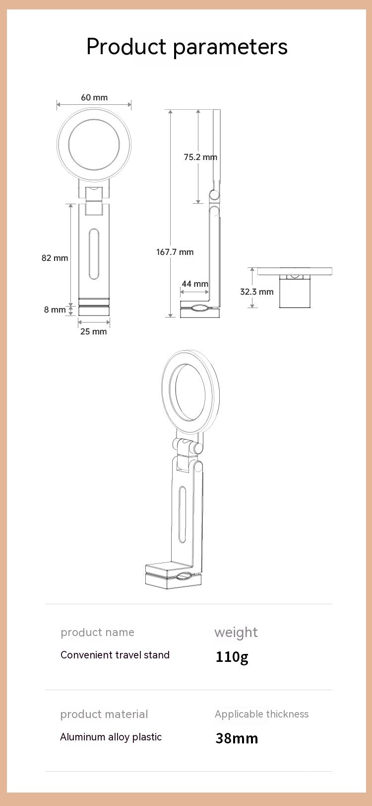 360-degree Rotating Folding Travel Mobile Phone Magnetic Bracket Gadgets Gym From House