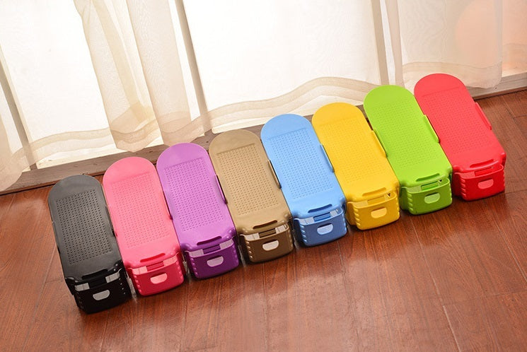 Adjustable Double Stand Shoe Support Lock Closet Cabinet Storage Rack House DealSniper.net