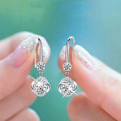 Stud Earrings Four-leaf Clover Personality Super Fairy Ear Hooks Jewelry dealsniper-net White