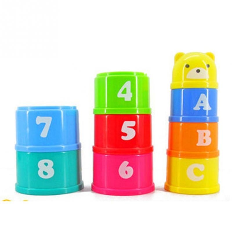 Excellent Baby Children Kids Educational Toy New building block Figures Letters Folding Cup Pagoda Gift Kids dealsniper-net