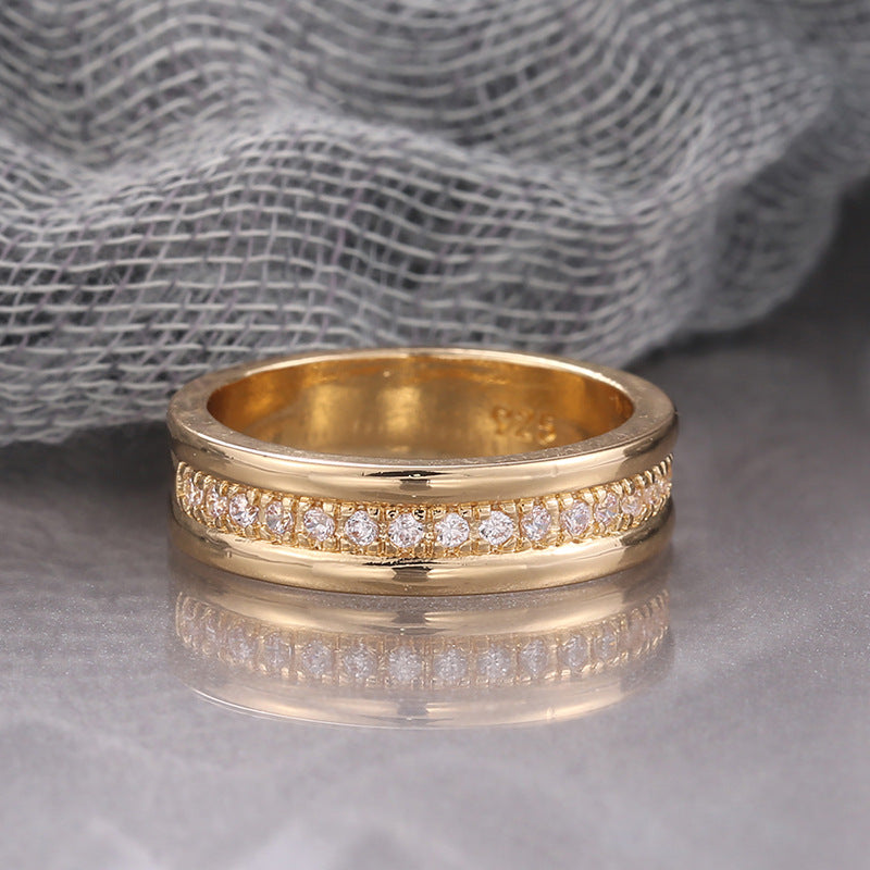 Simple Golden Sliver Rhinestones Ring Fashion Jewelry Gym From House