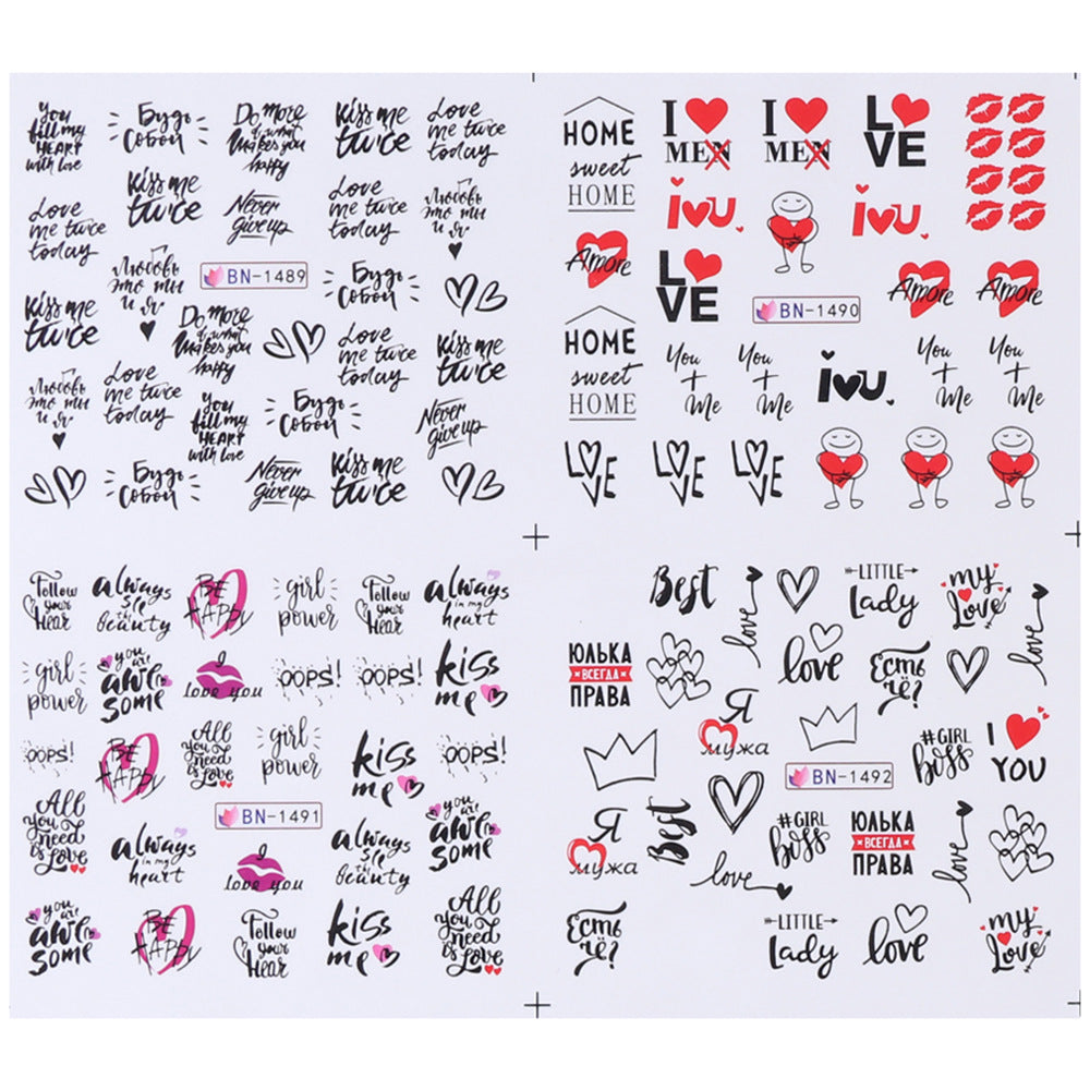 Love Lip Print Letter Nail Sticker Beauty dealsniper-net