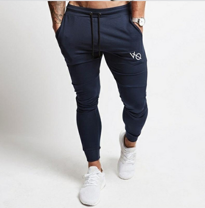 Spring and autumn men's fashion casual slim sports pants men's printed trousers Men dealsniper-net L Blue