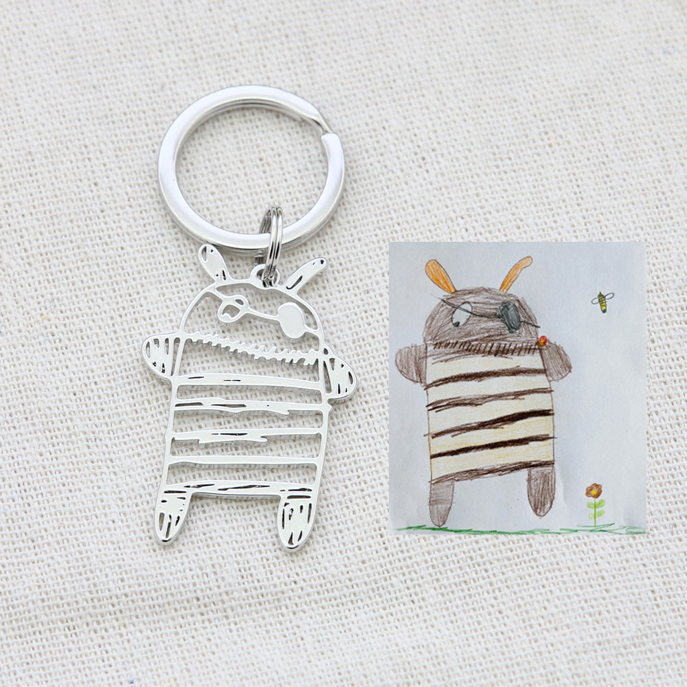 Custom Kids Drawing Painting Necklace Stainless Steel Jewelry dealsniper-net Silver Keychain