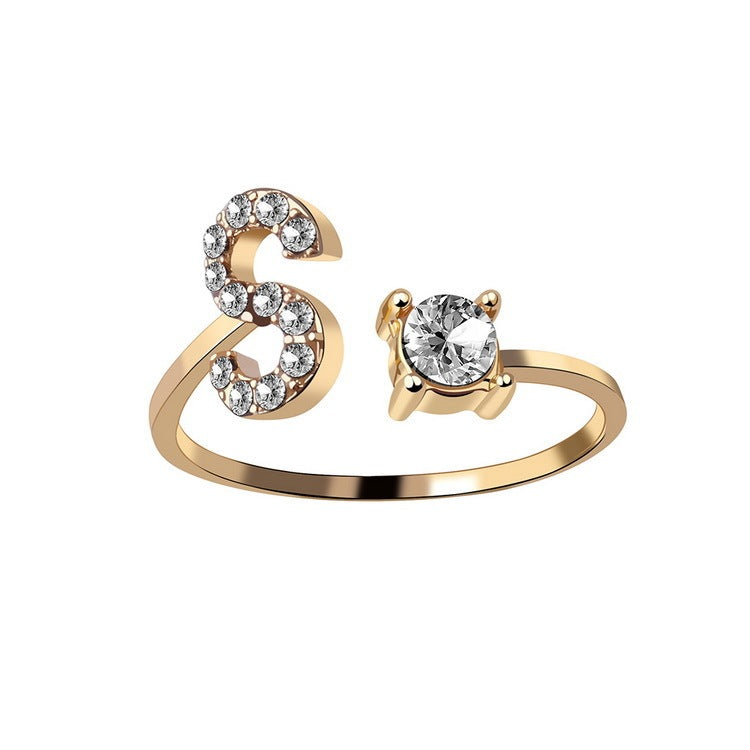 New Design Adjustable 26 Initial Letter Ring Fashion Jewelry Jewelry dealsniper-net Gold S