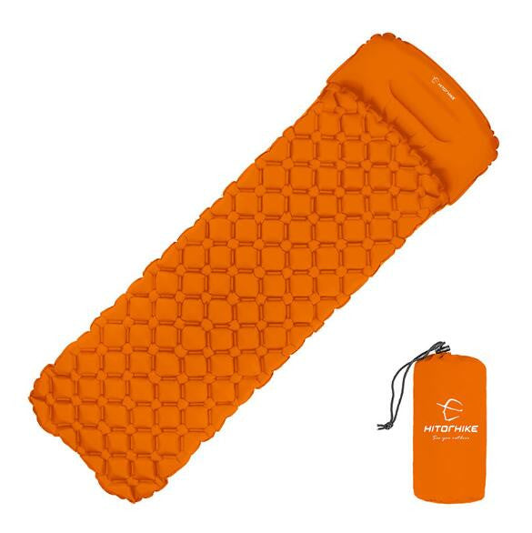 TPU Inflatable Cushion Outdoor Camping Tent Sleeping Pad With Pillows Travel Mat Folding Bed Outdoor dealsniper-net Orange