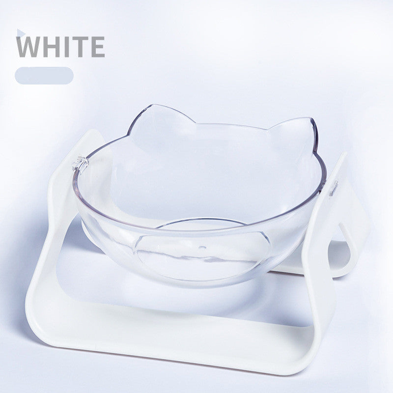 Adjustable Oblique Mouth Cat Bowl Pets dealsniper-net White