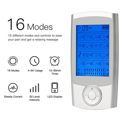 Digital Physiotherapy TENS Machine EMS Unit 16Mode Pulse Massage