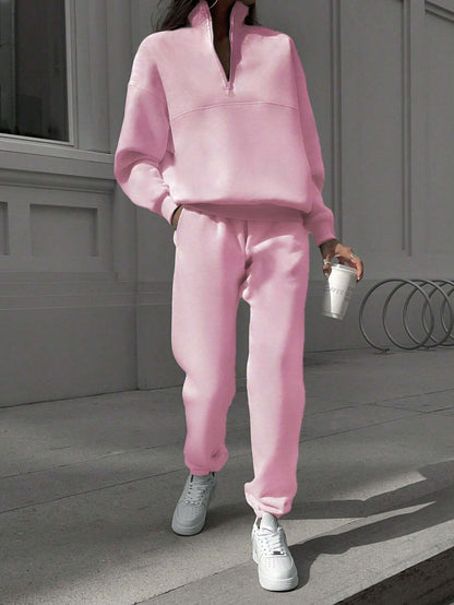 Long-sleeved Sports Sweatshirt Suit Fashion Stand-up Collar Women DealSniper.net