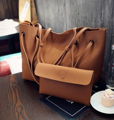 Fashion Shoulder Tote Bag Two Piece Crossbody Bag Women dealsniper-net Brown