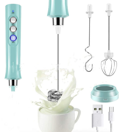 Stainless Steel Mixer Baking Eggbeater Electric Milk Frothing Kitchen DealSniper.net Blue