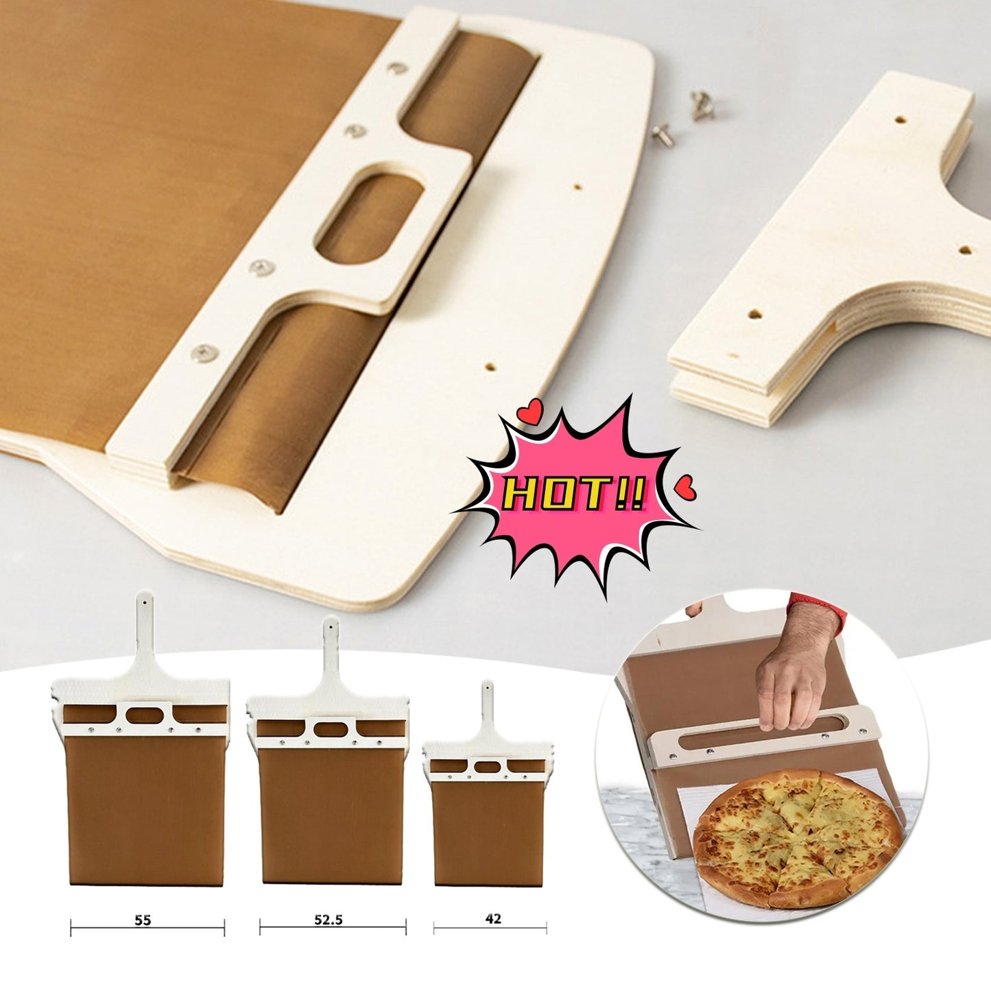 3 Sizes Sliding Pizza Peel Shovel Storage Board Kitchen dealsniper-net